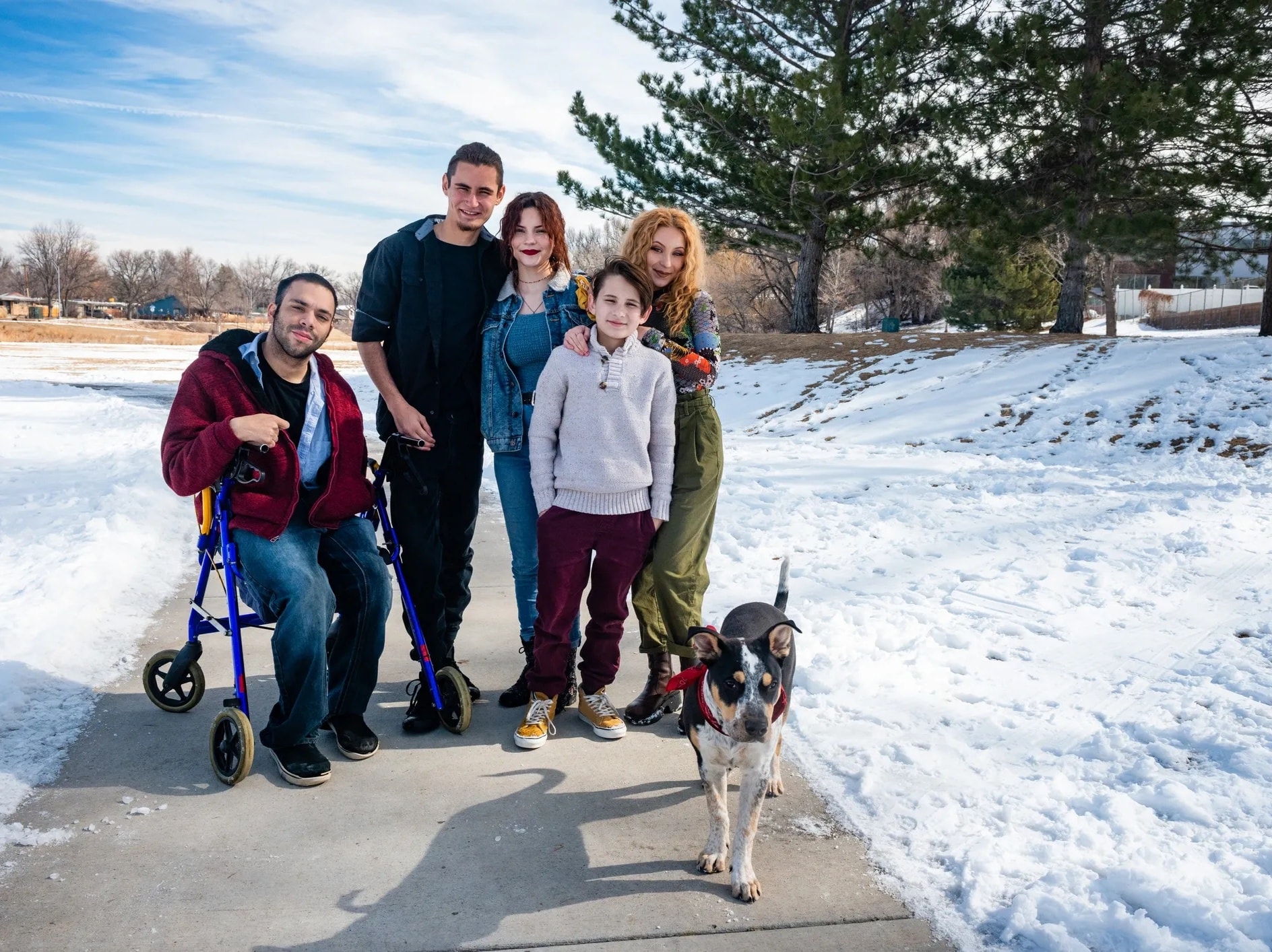 Adult with disability enjoying community life outdoors